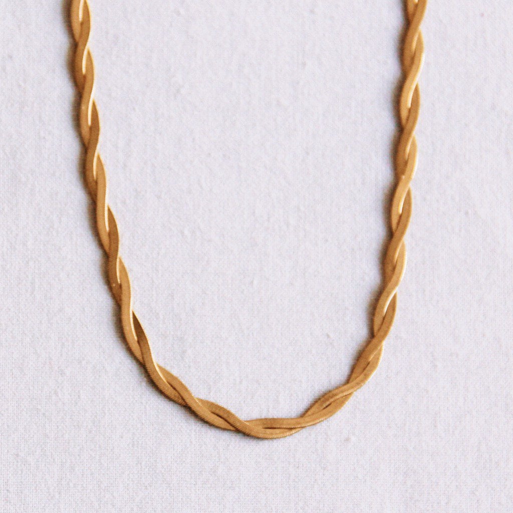 Gevlochten slangenketting – goud - Selva & Co