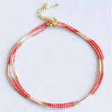 Beaded necklace orange/pink/nude - Selva & Co