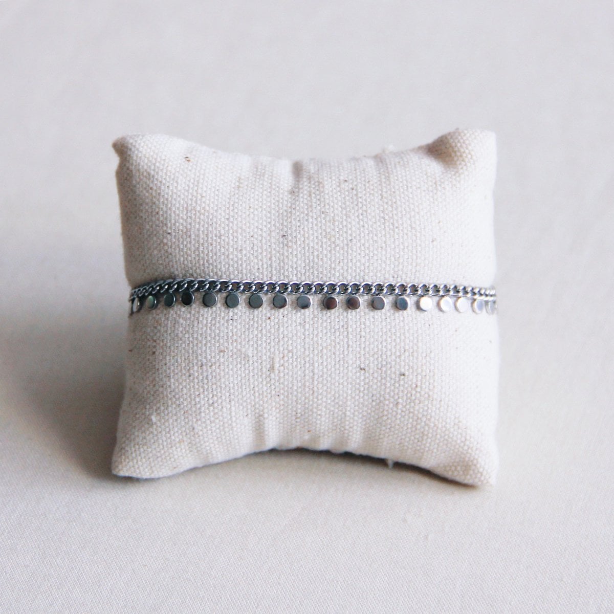 Stalen armband met ketting en munten - zilver - Selva & Co