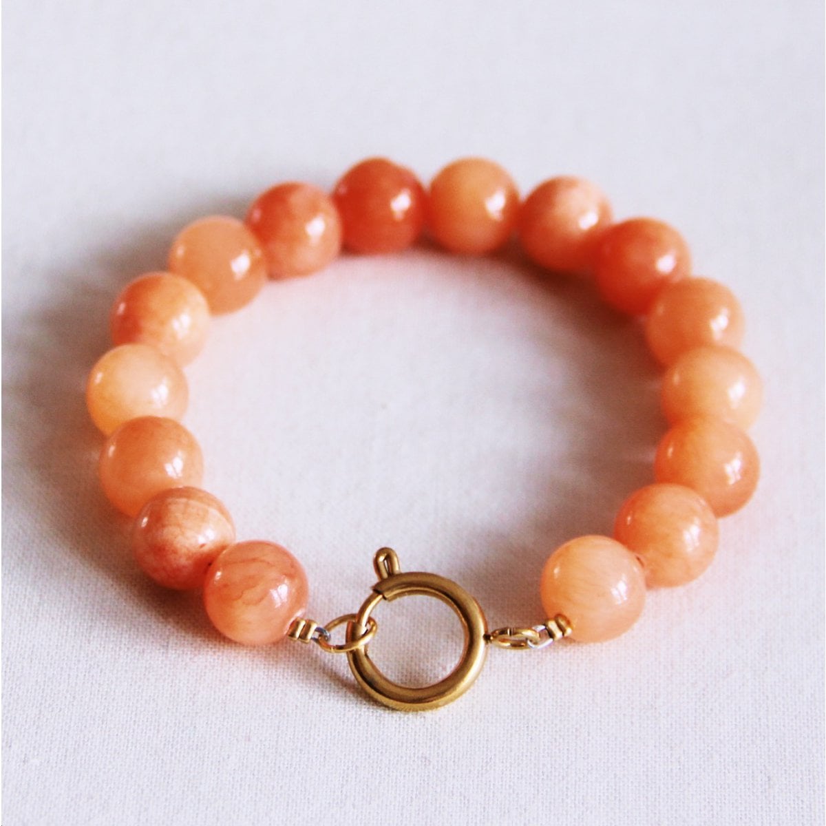 Armband van natuurlijke stenen kralen XL - oranje - Selva & Co