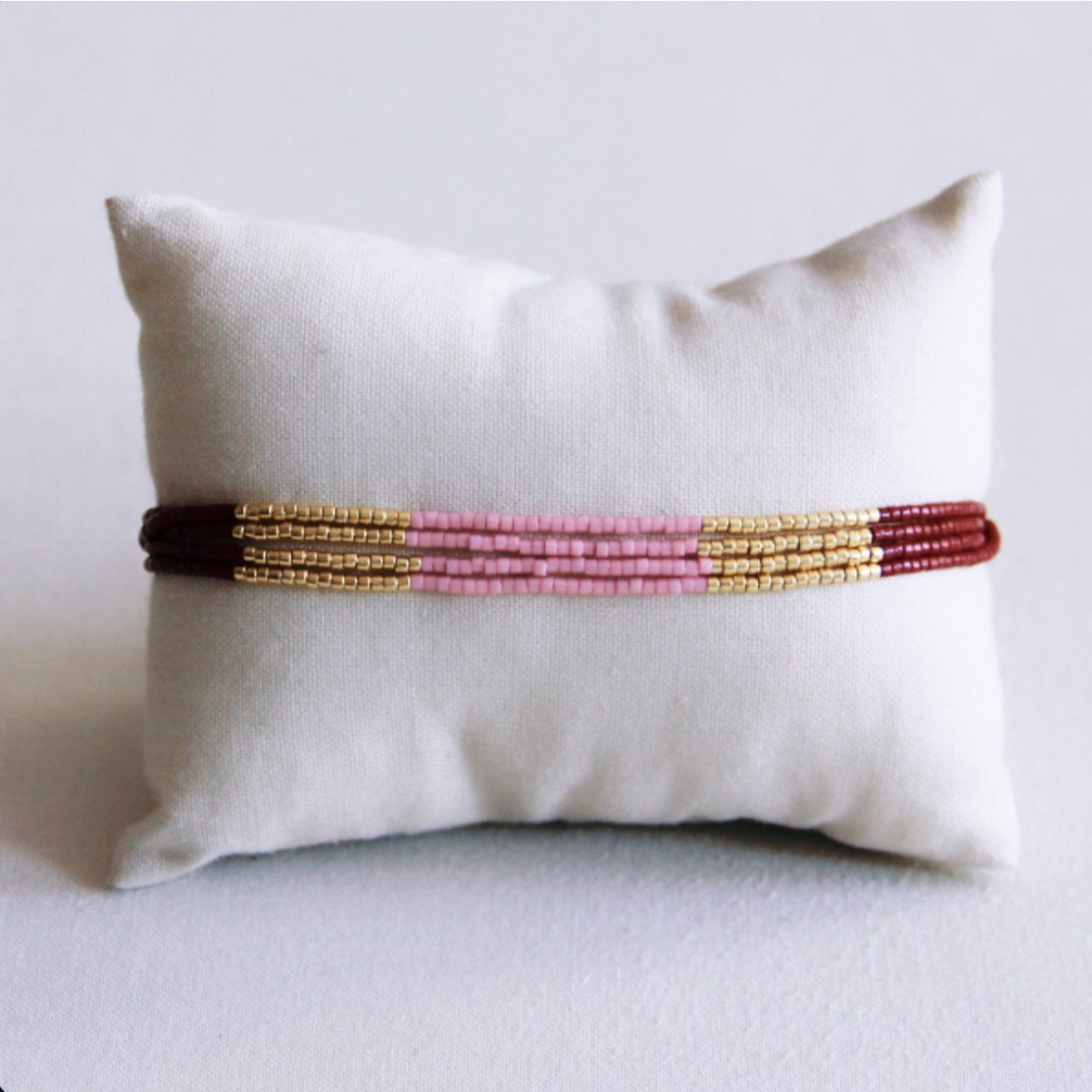 Quadruple miyuki bracelet - brown/lilac/gold-plated - Selva & Co