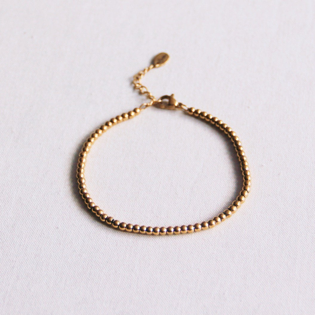 SA830: Steel beaded bracelet "Small" - gold - Selva & Co