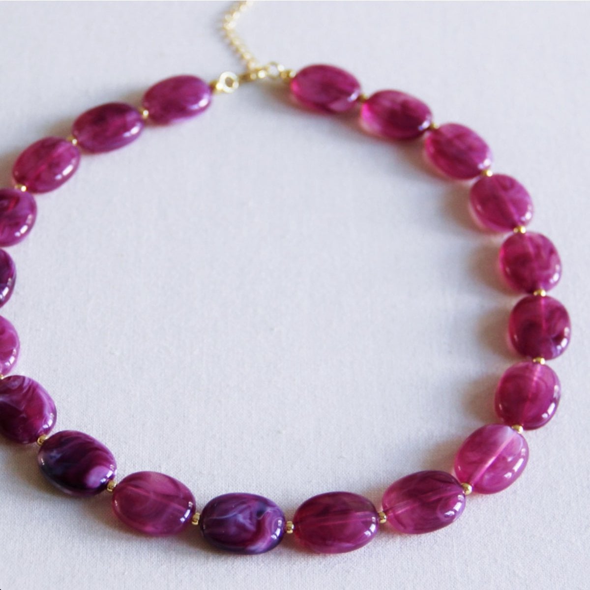 XL oval bead necklace - purple - Selva & Co