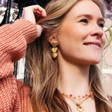 Statement oorbel 3 harten – goud - Selva & Co
