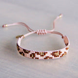 Weaving bracelet with leopard print - cognac/peach - Selva & Co