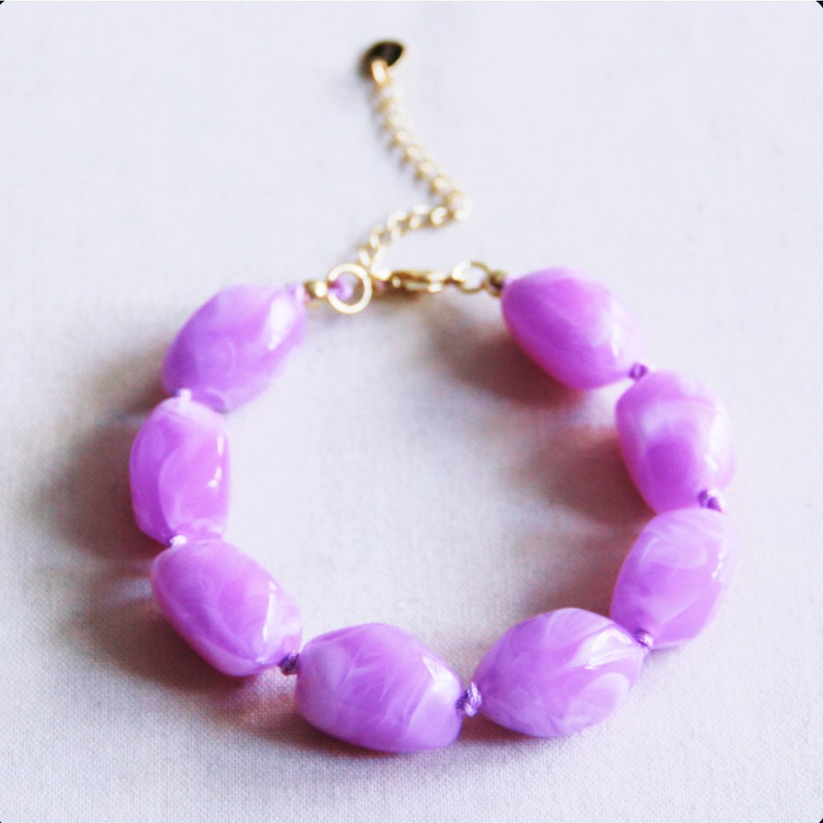 Armband met kralen 'nugget' groot - lila - Selva & Co