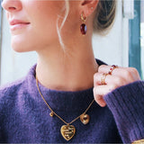 Wide hoop with oval resin pendant - bordeaux - Selva & Co