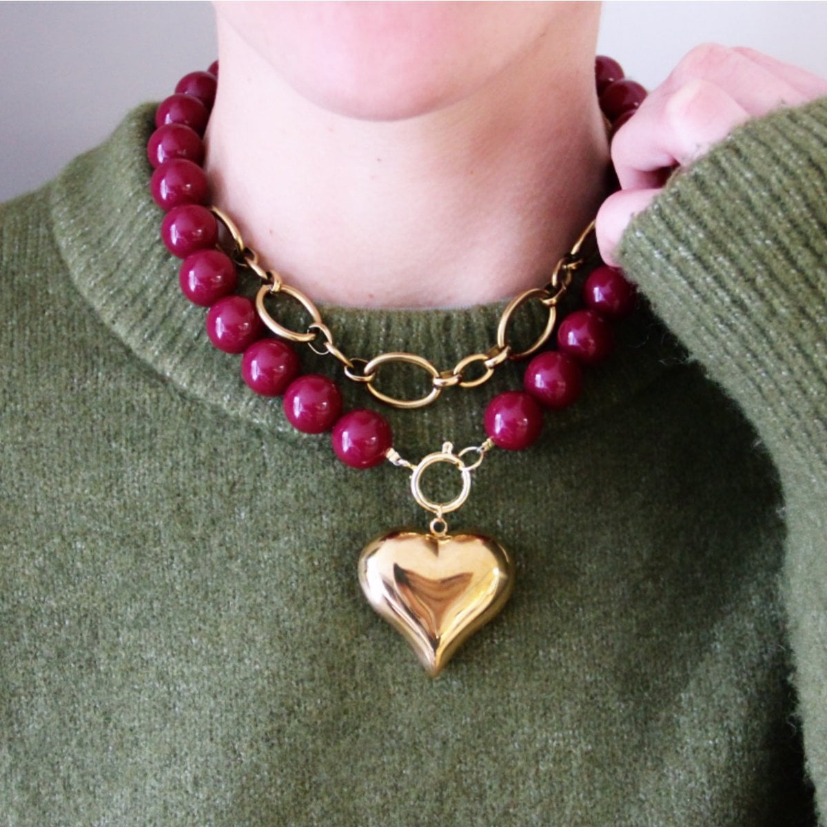 Kralenketting XXL - kers - Selva & Co