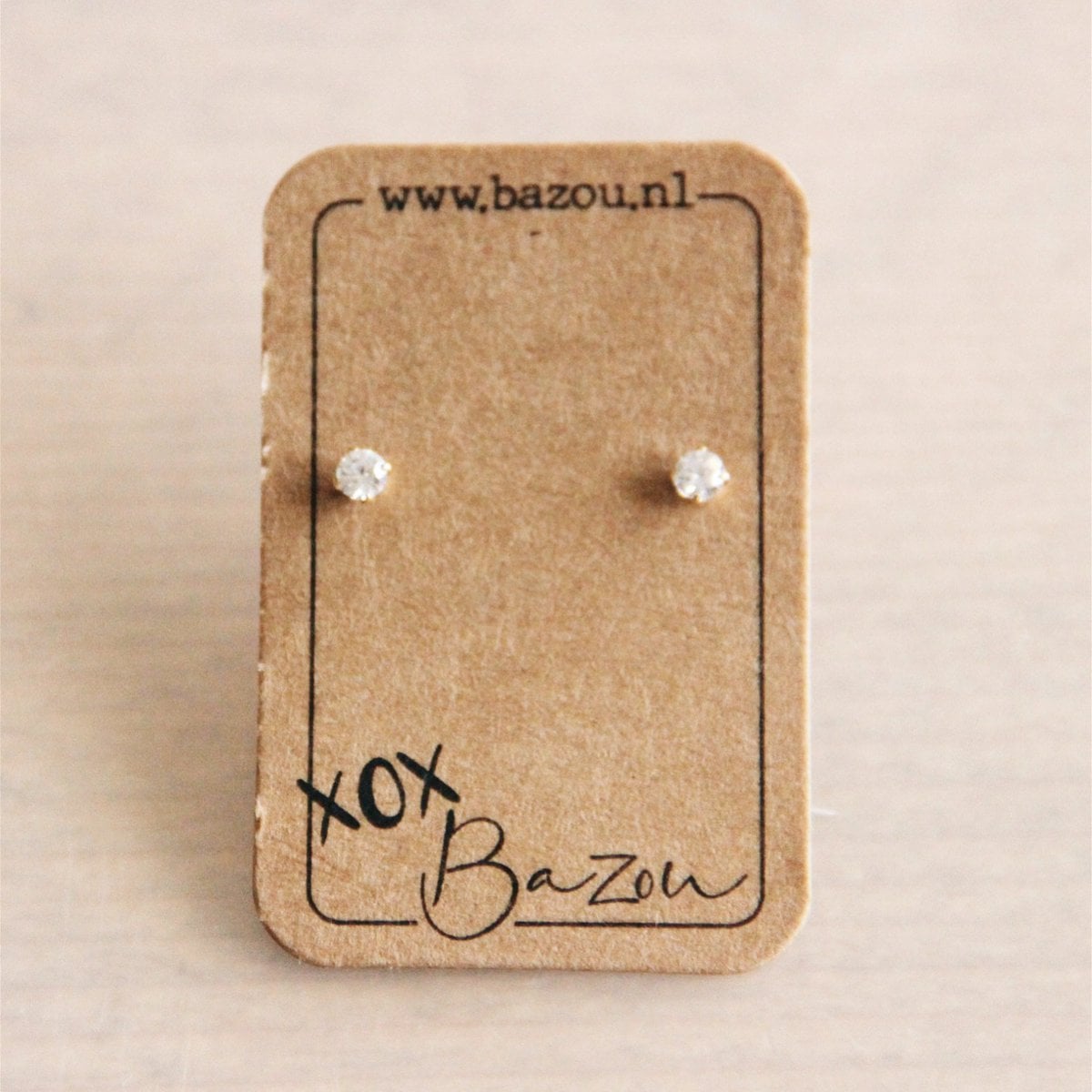 OS404 - Stainless steel mini ear studs with rhinestone - gold - Selva & Co