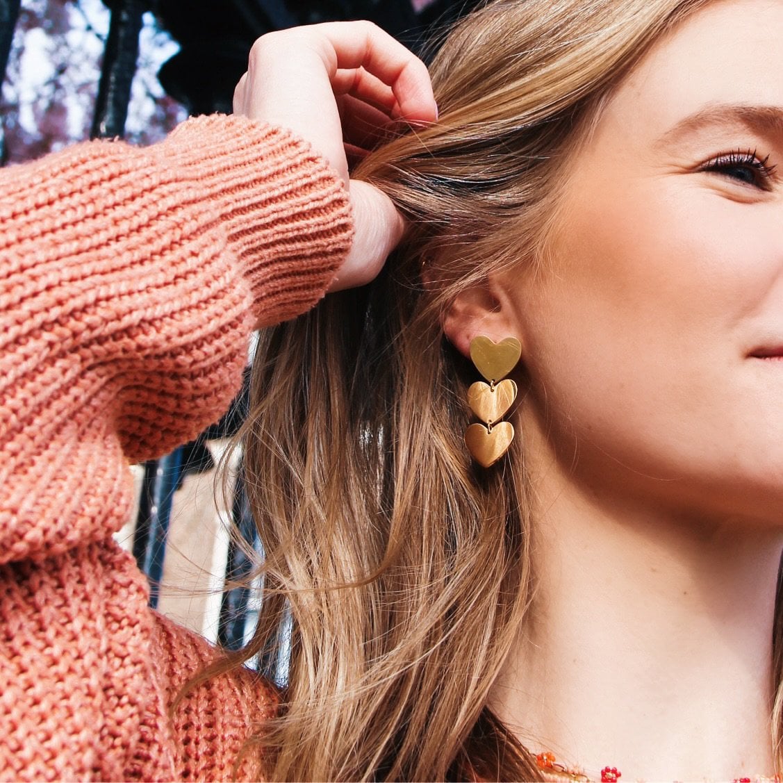 Statement oorbel 3 harten – zilver - Selva & Co