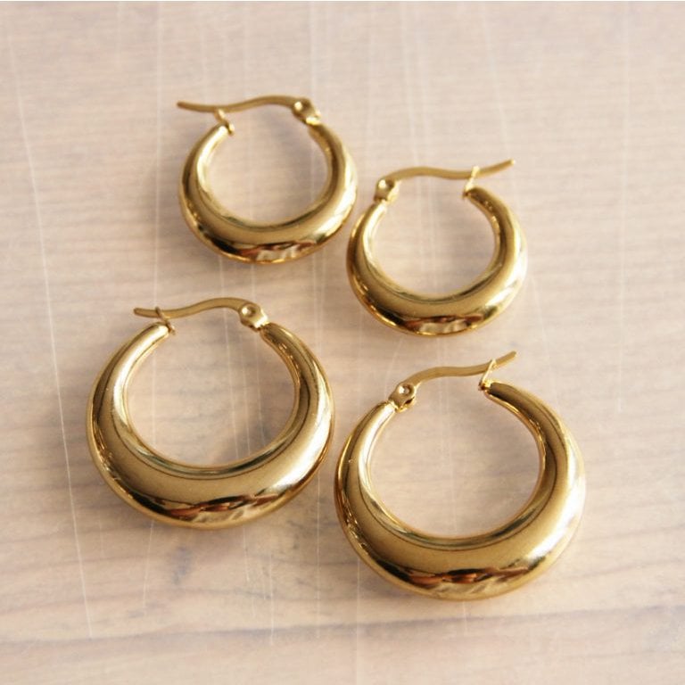 Stainless steel hoop 30mm “wide” – gold - Selva & Co