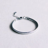 SA812 - Steel flat bracelet striped - silver - Selva & Co