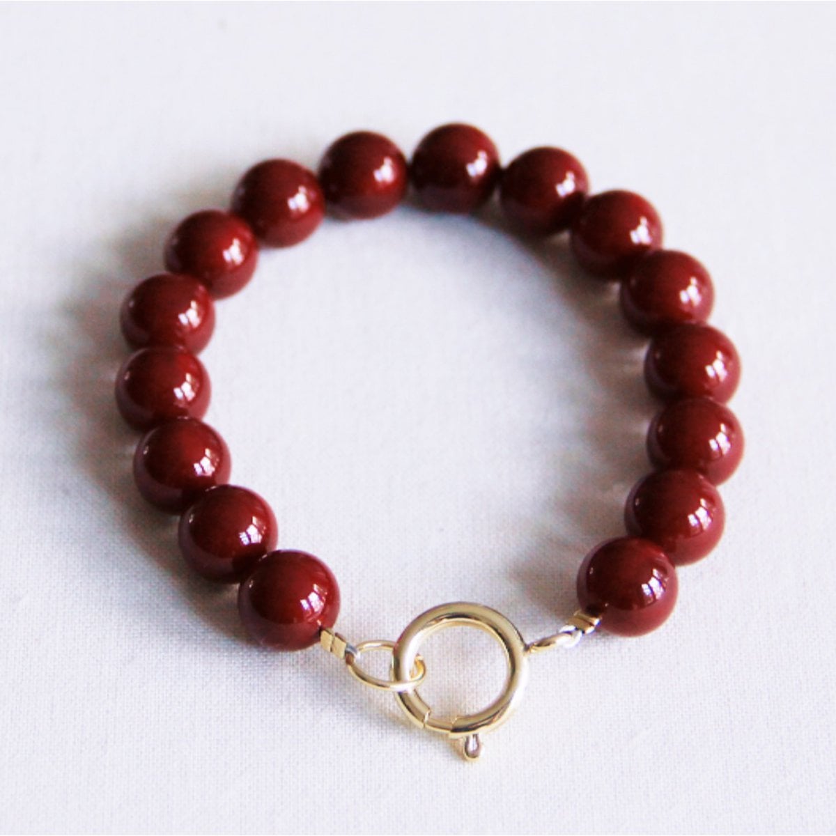 Natural stone beaded bracelet XL - burgundy - Selva & Co