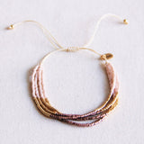 Viervoudige miyuki armband - naakt/taupe/goud verguld - Selva & Co