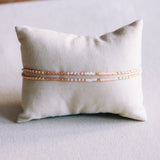 Dubbele miyuki armband - naakrt/wit/taupe - Selva & Co