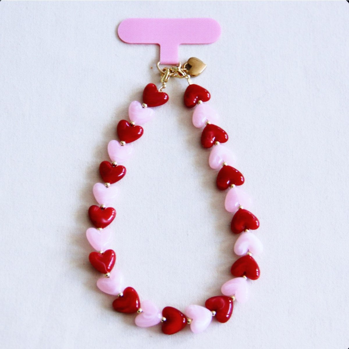 Telefoonsnoerharten - roze/rood - Selva & Co
