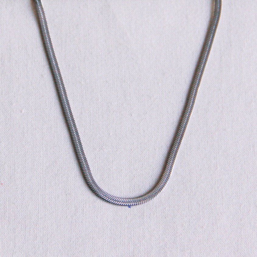 Flat “Snake” chain 3mm - silver color - Selva & Co