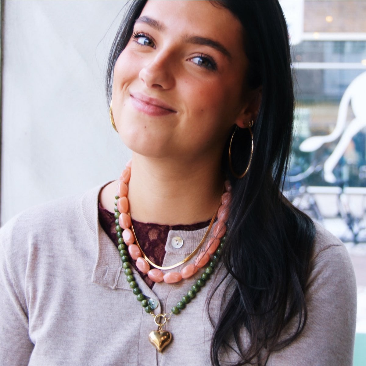 XL Kralenketting 'nugget' groot - perzik - Selva & Co