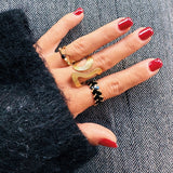 Statement Retro gestreepte XL-ring - goud - Selva & Co