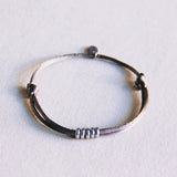 Satin bracelet with rings – taupe/silver - Selva & Co