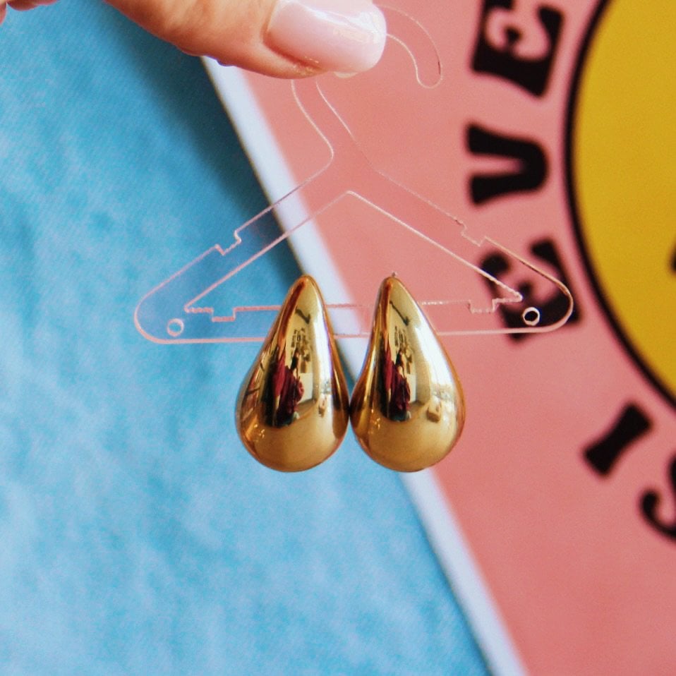 Stainless steel drop earring - shine/gold - Selva & Co