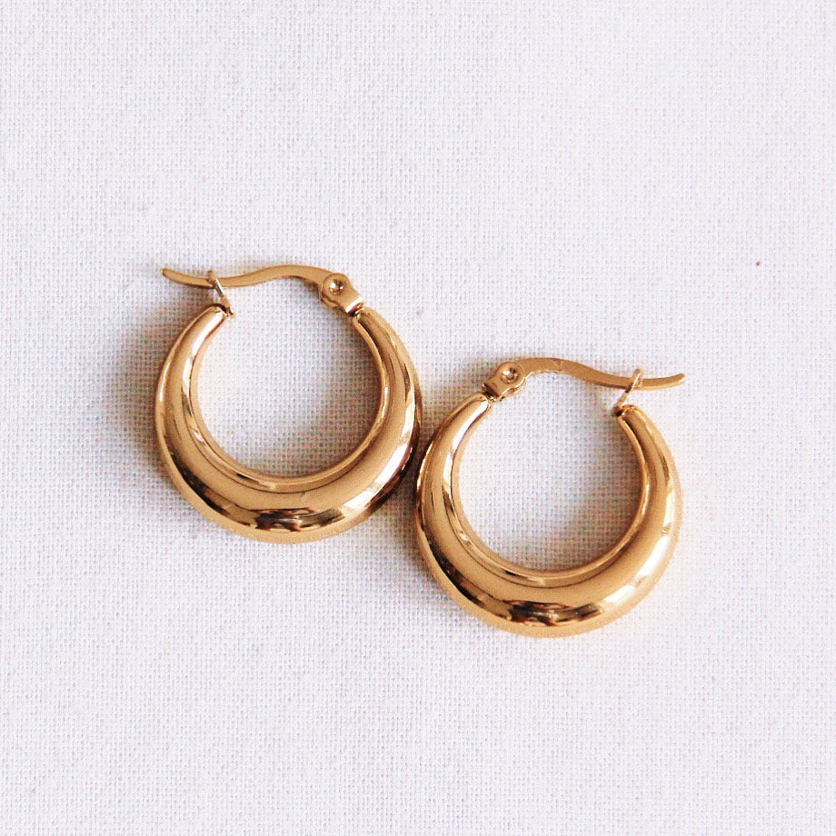 RVS-roestvrij stalen creolen 19mm breed – goud - Selva & Co