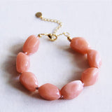 Kralenarmband 'nugget' groot - perzik - Selva & Co