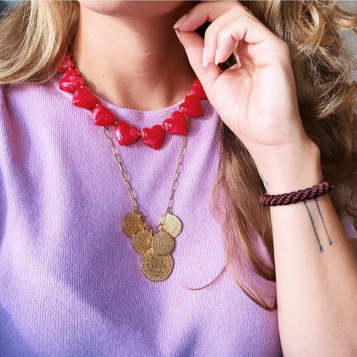 Bedelketting 'Munten' - goud - Selva & Co