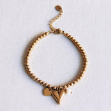 Armband met kraaltjes, hartjes en mini parel - Selva & Co