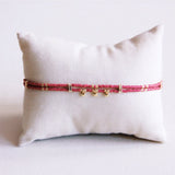 Double miyuki bracelet with 3 mini hearts - magenta - Selva & Co