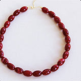 XL Ovale kralenketting - donkerrood - Selva & Co