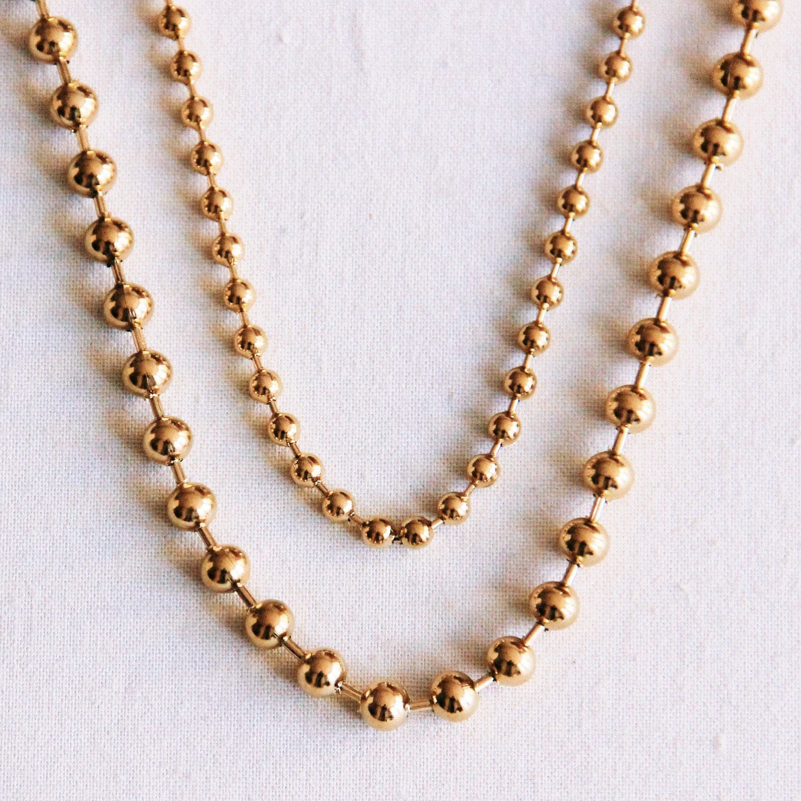 Roestvrijstalen dubbele bolletjesketting XL - goud - Selva & Co