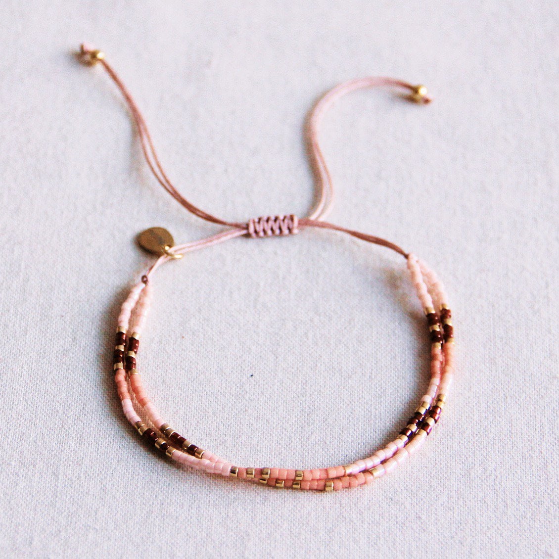 Dubbele miyuki armband - roze/naakt/bordeaux - Selva & Co