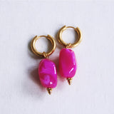 Wide hoop with nugget charm - fuchsia - Selva & Co