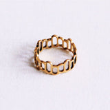 Stalen ring 'vierkantjes' - goud - Selva & Co