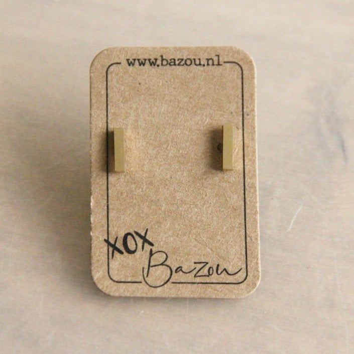 OS402 - Tbar stainless steel ear stud - gold - Selva & Co