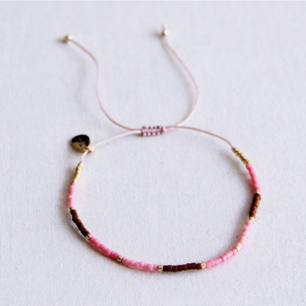 Miyuki bracelet color blocking - pink/cognac/light pink - Selva & Co