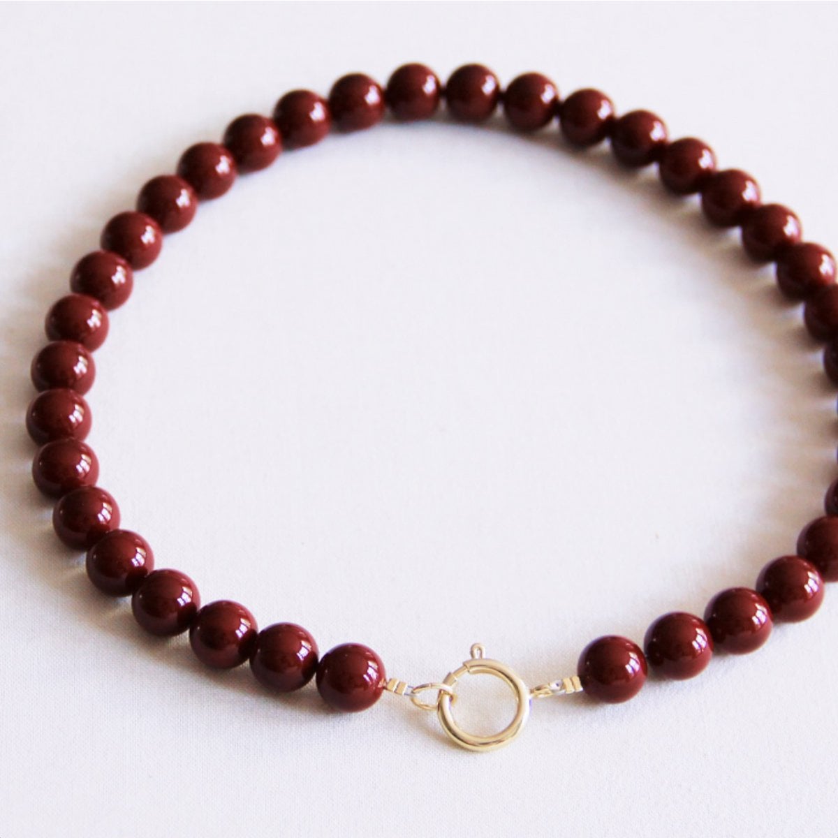 Natuursteen kralenketting XL - bordeaux - Selva & Co