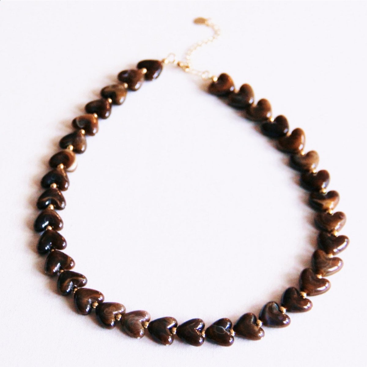 XL Kralenketting Hars hart - bruin - Selva & Co