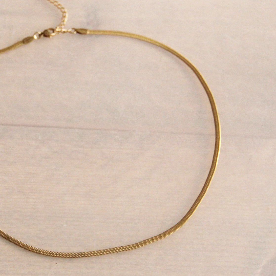 Flat “Snake” chain 3mm - gold color - Selva & Co