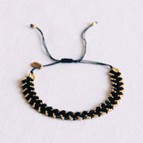 Gevlochten Tilabead-armband - zwart - Selva & Co