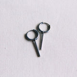 SS357 - Stainless steel creoles with bar - silver - Selva & Co