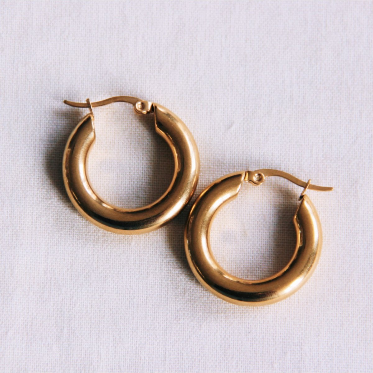RVS creolen 'vet' 25mm - goud - Selva & Co