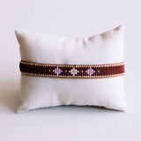 Geweefde miyuki- armband met bloemenpatroon - donkerbruin/paars - Selva & Co