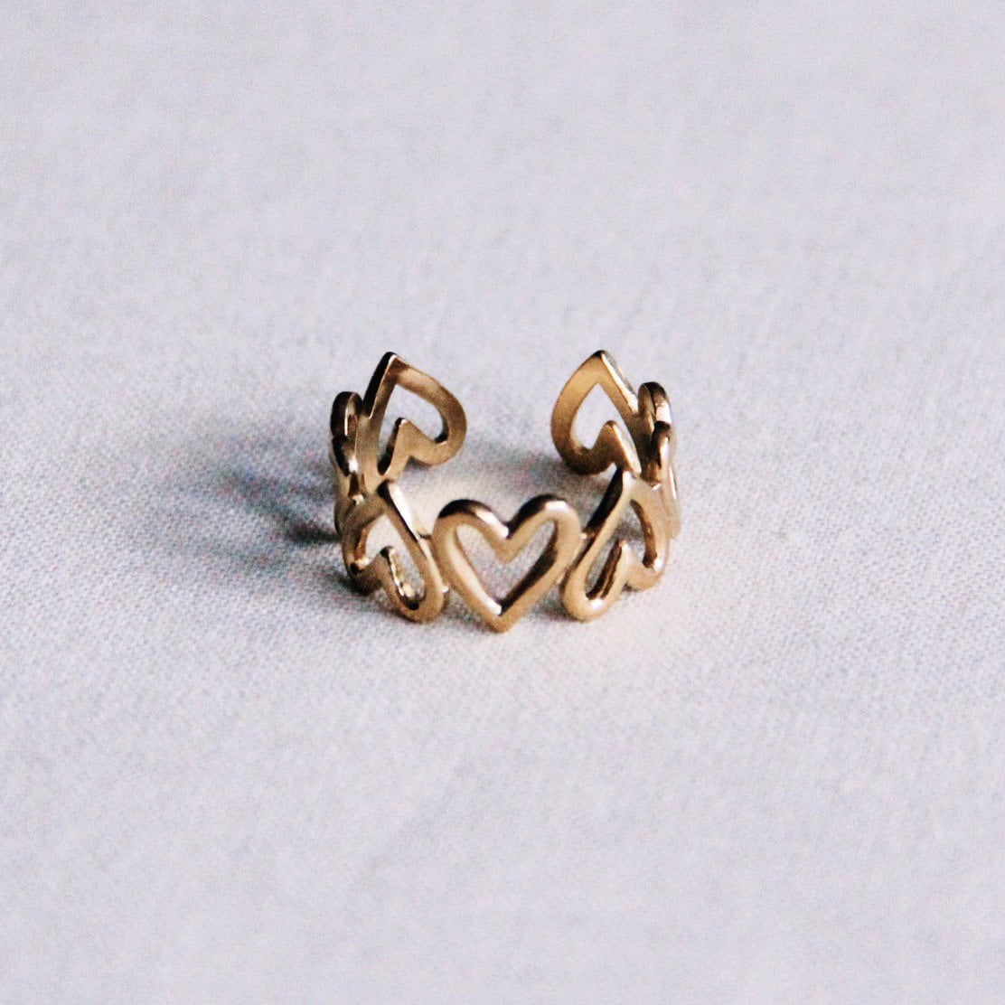 Roestvrijstalen verstelbare ring met hart – goud - Selva & Co