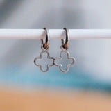 Stainless steel earrings with open clover - silver - Selva & Co