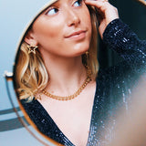 Roestvrijstalen dubbele bolletjesketting XL - goud - Selva & Co