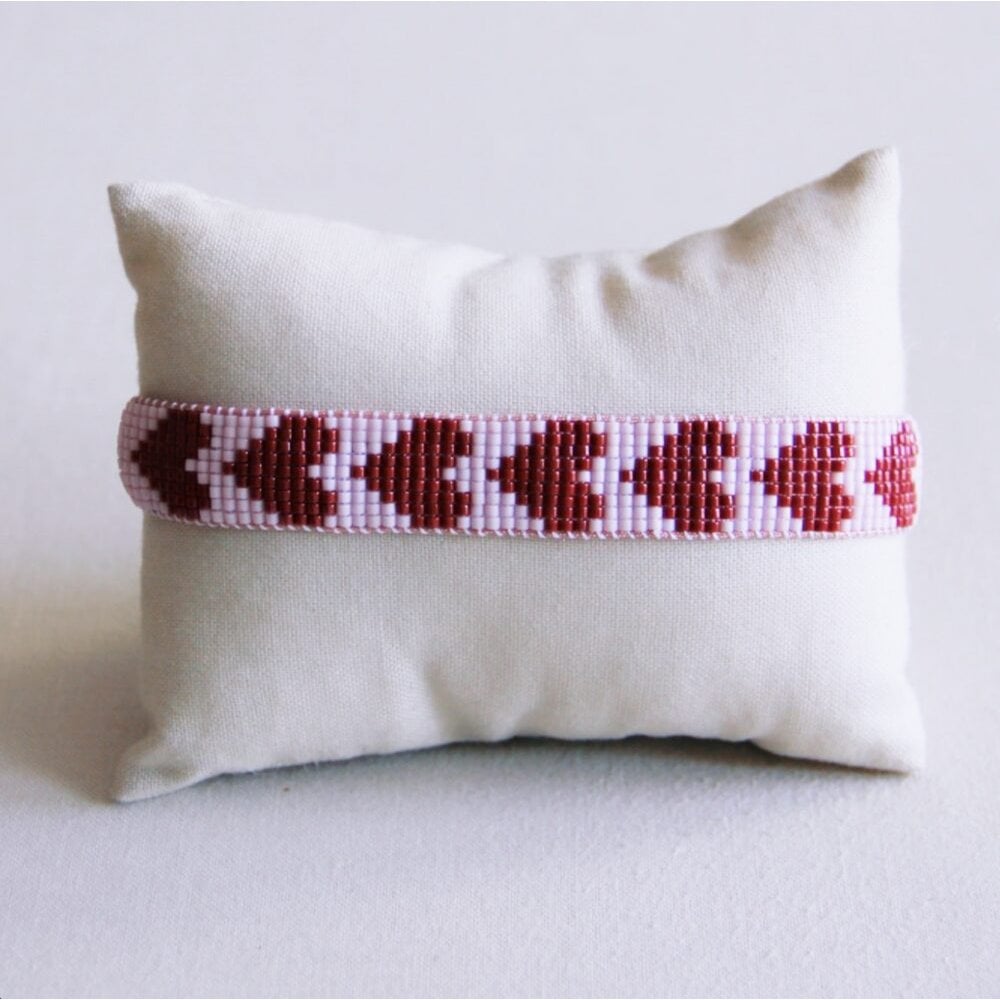 Armband met verweven hart - lila/bordeaux - Selva & Co