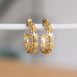 Stainless steel half open flower creole - gold - Selva & Co