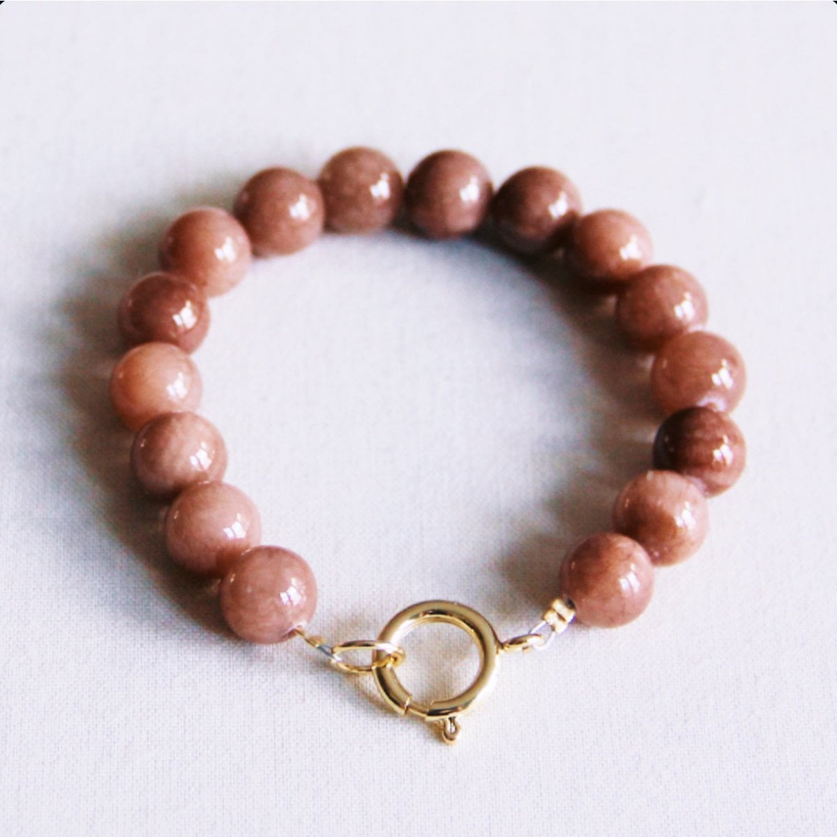 Natural stone beaded bracelet XL - mocha - Selva & Co
